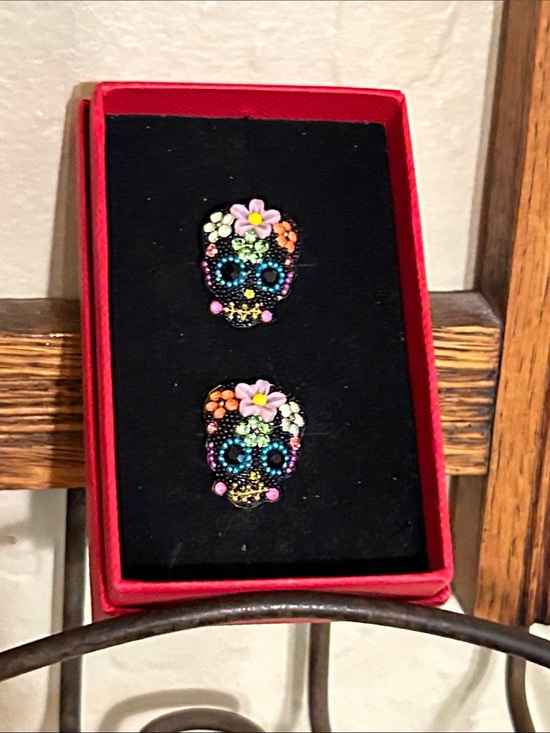 Jewelry - Sugar Skull/sterling silver pierced earrings